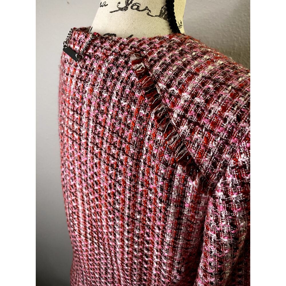 WHITE HOUSE BLACK Tweed Blazer Jacket Women’s 14 Red Pink Woven Preppy EUC - Picture 5 of 16